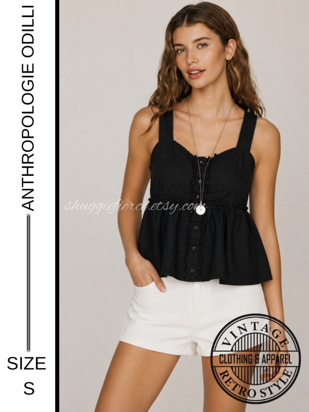 MSRP: $88 | ✨ Vintage Anthropologie Odille Cotton Peplum Tank | Size 4 ✨